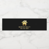 Elegant gouden huis symbool vastgoedontwerp waterfles etiket (Enkel label)