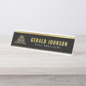 Elegant gouden initiaal monogramontwerp bureau naambordje (Voorkant)