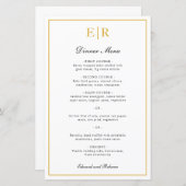 Elegant Gouden Initialen Formeel Trouwmenu (Voorkant / Achterkant)