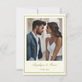 Elegant gouden ivoor   foto bruiloft bedankkaart (Achterkant)