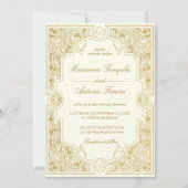 Elegant gouden ivoor   lijst bruiloft kaart (Voorkant)