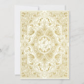 Elegant gouden ivoor   lijst bruiloft kaart (Achterkant)