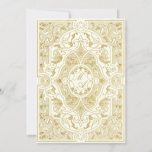 Elegant gouden ivoor   lijst bruiloft kaart (Achterkant)