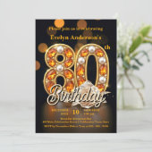 Elegant gouden juweel 80e verjaardagsfeestje kaart (Staand voorkant)