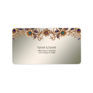 Elegant gouden juweel bloemen adreslabel etiket