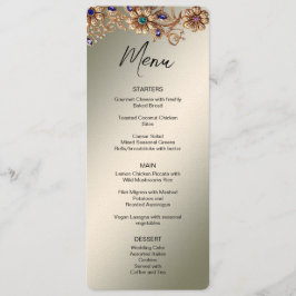 Elegant gouden juweel bloemen bruiloft menu
