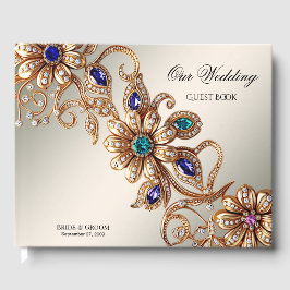 Elegant gouden juweel bloemen gastenboek