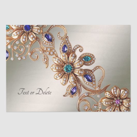 Elegant gouden juweel bloemen weefsel papier (Voorkant)