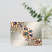Elegant gouden juweelbloemen Briefkaart (Staand voorkant)