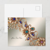 Elegant gouden juweelbloemen Briefkaart (Voorkant / Achterkant)