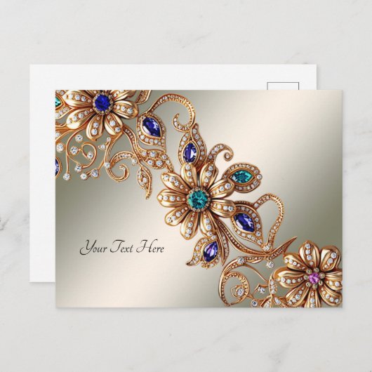 Elegant gouden juweelbloemen Briefkaart (Voorkant / Achterkant)