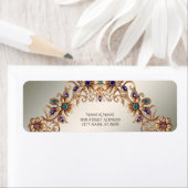 Elegant gouden juweelbloemen retour adreslabel etiket (Insitu)