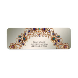 Elegant gouden juweelbloemen retour adreslabel etiket