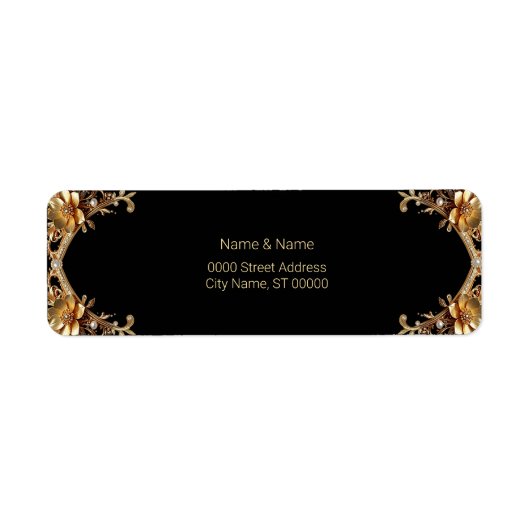 Elegant gouden kader retouradreslabel etiket (Voorkant)
