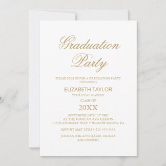 Elegant gouden kalligrafie afstudeerfeest  kaart