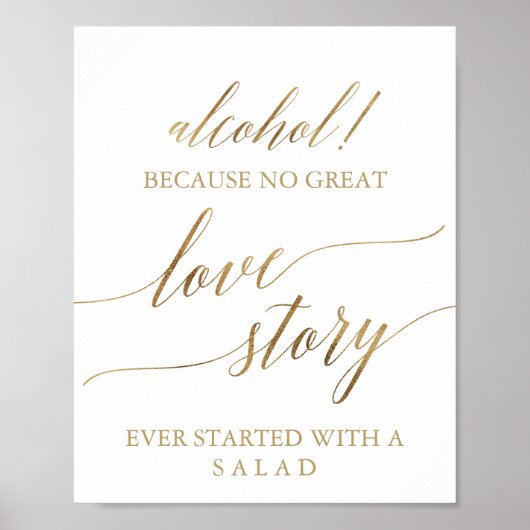 Elegant gouden kalligrafie alcohol liefdesverhaal  poster (Voorkant)