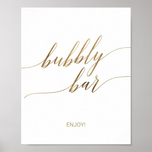 Elegant gouden kalligrafie bubbelbar bord poster (Voorkant)