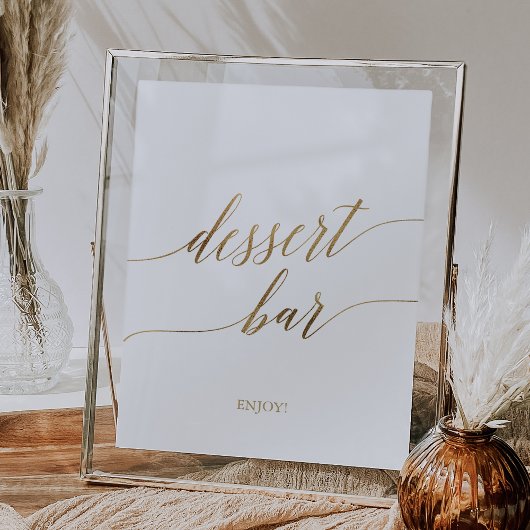 Elegant gouden kalligrafie dessertbar bord poster