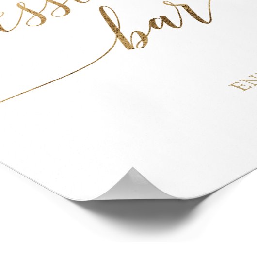 Elegant gouden kalligrafie dessertbar bord poster (Hoek)