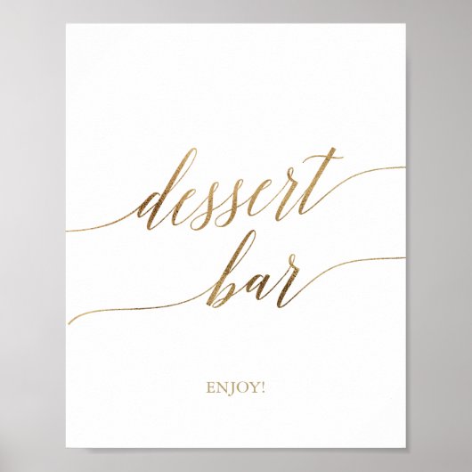 Elegant gouden kalligrafie dessertbar bord poster (Voorkant)