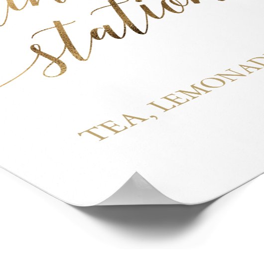 Elegant gouden kalligrafie drinkstation poster (Hoek)