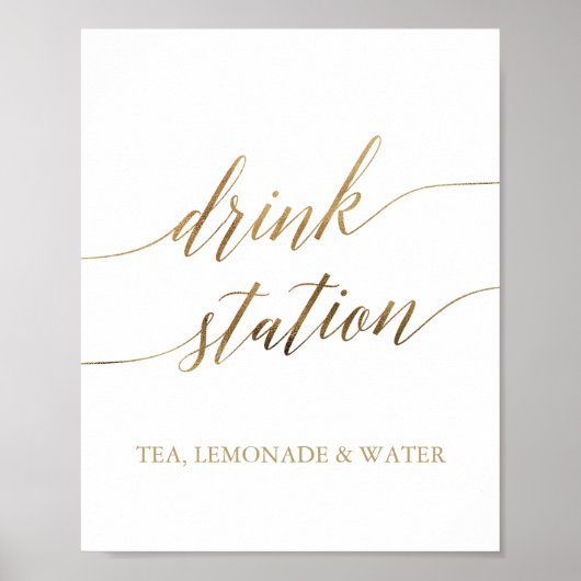 Elegant gouden kalligrafie drinkstation poster (Voorkant)