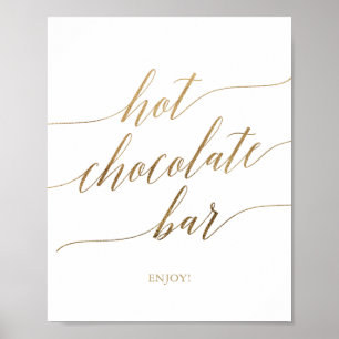 Elegant gouden kalligrafie hete chocolade bar bord poster