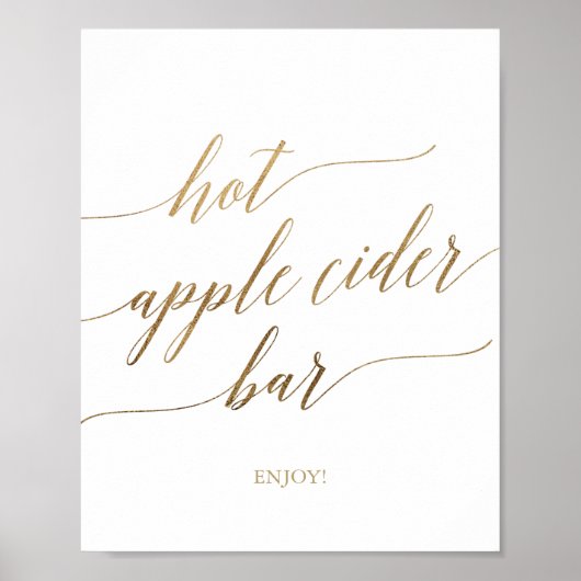 Elegant gouden kalligrafie Hot Apple Cider Bar bor Poster (Voorkant)