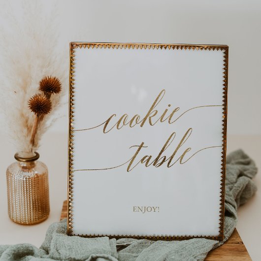 Elegant gouden kalligrafie koektafel bord poster