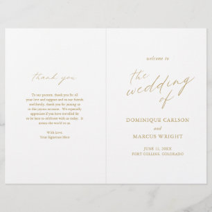Elegant Gouden Kalligrafie Modern Huwelijksprogram