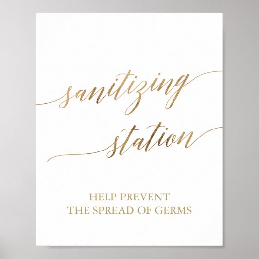 Elegant gouden kalligrafie ontsmettingsstation bor poster (Voorkant)