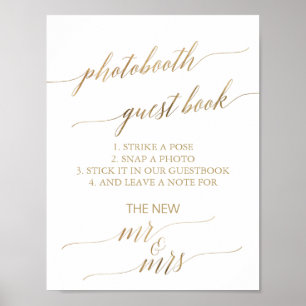 Elegant gouden kalligrafie photobooth gastenboek poster