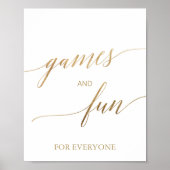 Elegant Gouden Kalligrafie Plezier en Spellen Poster (Voorkant)