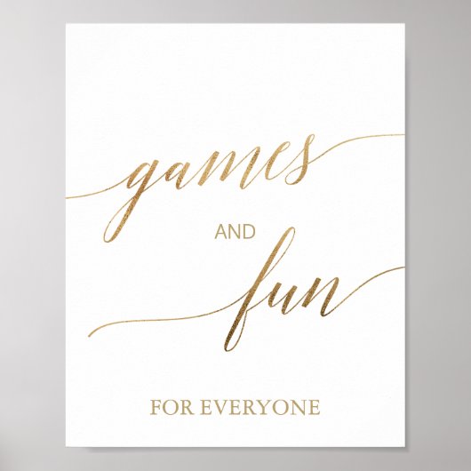 Elegant Gouden Kalligrafie Plezier en Spellen Poster (Voorkant)