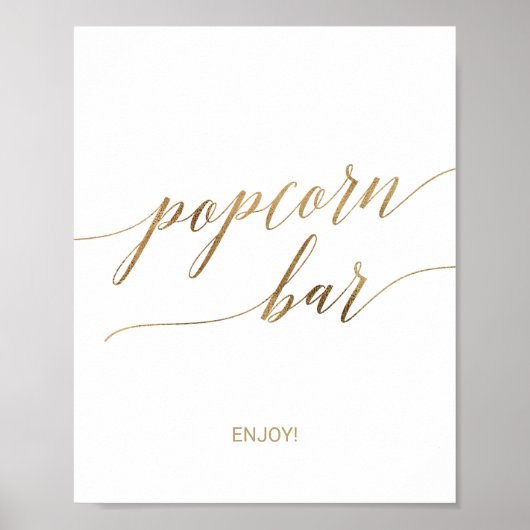 Elegant gouden kalligrafie Popcorn Bar bord Poster (Voorkant)