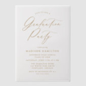 Elegant gouden kalligrafie script eindexamenfeest vellum uitnodigingen (Voorkant)