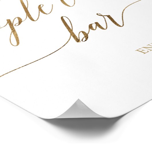 Elegant gouden kalligrafie Warm Apple Cider Bar bo Poster (Hoek)