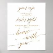 Elegant gouden kalligrafie Your Cup huwelijksbord Poster (Voorkant)