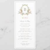Elegant Gouden Kam Monogram Bruiloft Menu (Voorkant)