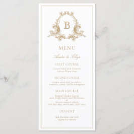 Elegant Gouden Kam Monogram Bruiloft Menu