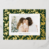 Elegant Gouden Kerst Botanisch Lijst Folie Feestdagenkaart (Voorkant)