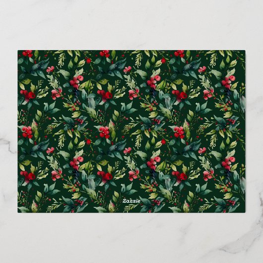 Elegant Gouden Kerst Botanisch Lijst Folie Feestdagenkaart (Achterkant)