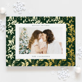 Elegant Gouden Kerst Botanisch Lijst Folie Feestdagenkaart