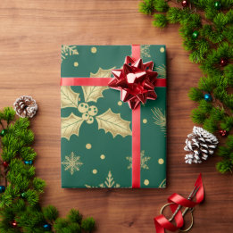 Elegant Gouden Kerst Naadloos Patroon – Luxe H Cadeaupapier