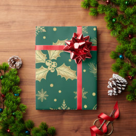 Elegant Gouden Kerst Naadloos Patroon – Luxe H Cadeaupapier