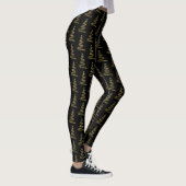 Elegant gouden kerstbomen - Zwarte Leggings (Rechts)