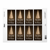 Elegant Gouden Kerstboom Gift Label Bruin (Full Sheet)