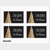 Elegant Gouden Kerstboom Gift Label Zwart (Vel)