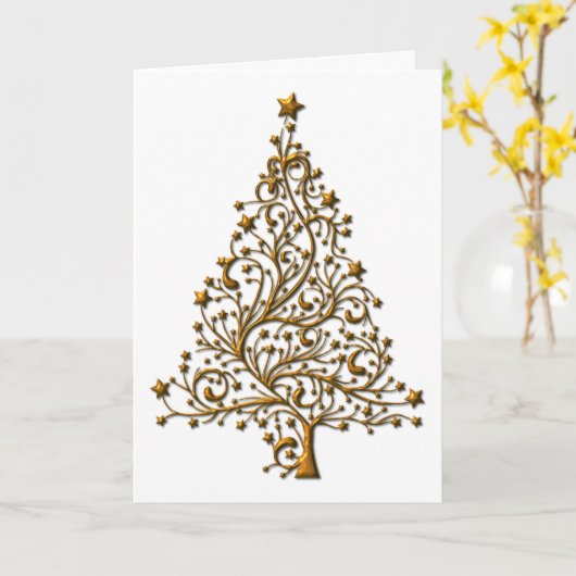 Elegant gouden kerstboom kaart (Gele Bloem)