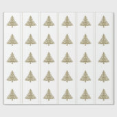 Elegant gouden kerstboom op witte cadeauverpakking cadeaupapier (Vlak)